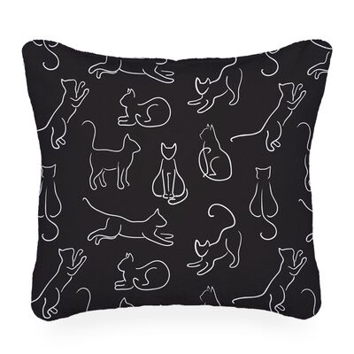 Poduszka flanelowa Kittens 40 x 40 cm czarna