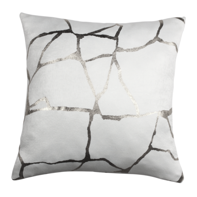 Poduszka WUSTE 45 x 45 cm ecru/srebrny nadruk
