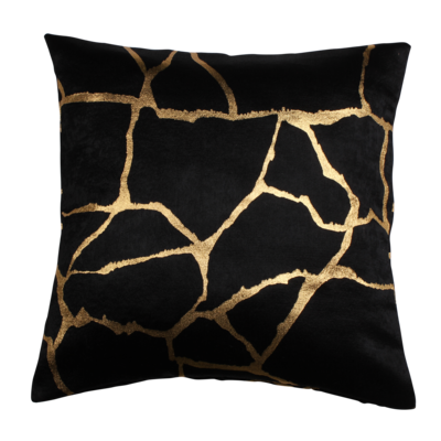 Poduszka WUSTE 45 x 45 cm czarny/złoty nadruk