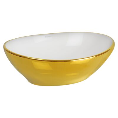 Umywalka nablatowa KR-707 WH/G biało-złota Kerra