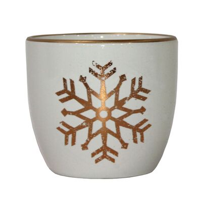 Osłonka terrakota SANNA 12 x 12 x 10 cm biało-złota