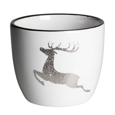 Osłonka terrakota RENI 12 x 12 x 10 cm biało-srebrna