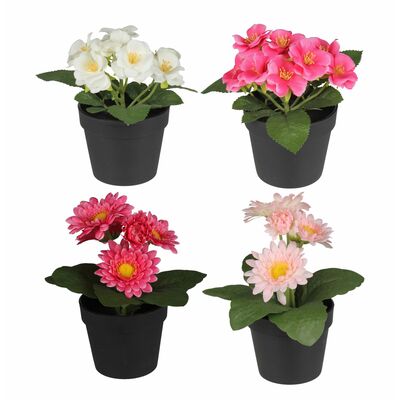 Sztuczna roślina fiołek 15 cm+gerbera 20 cm mix kolorów