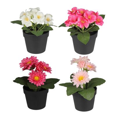 Sztuczna roślina fiołek 15 cm+gerbera 20 cm mix kolorów