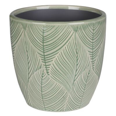 Osłonka ceramiczna LENE 13,5 x 13,5 x 13,5 cm zielona