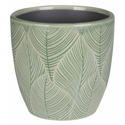 Osłonka ceramiczna LENE 13,5 x 13,5 x 13,5 cm zielona