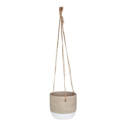 Osłonka wisząca LINAS 14 x 14 x 12,5 cm beżowo-biały