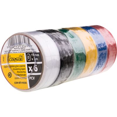 Taśma izolacyjna 19 x 0,13 mm L-3 m, zestaw: 6 sztuk Condor