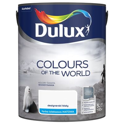 Farba lateksowa Kolory Świata designerski biały 5 l Dulux