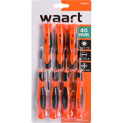 Wkrętak precyzyjny SL2,4 x SL3 x PH00 x PH0 x T8 x T9 x T10 x 40 mm, zestaw: 7 sztuk Jufisto