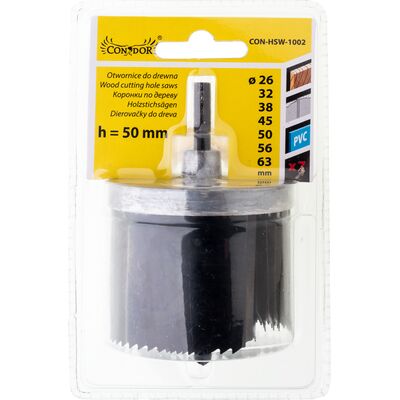 Otwornica do drewna 26 - 63 mm h 50 mm, zestaw: 7 sztuk Condor