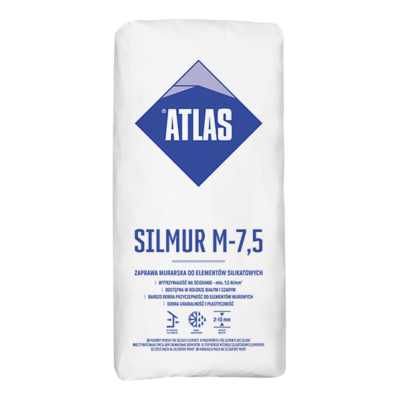 Zaprawa murarska do elementów silikatowych SILMUR M7,5B biała 25 kg ATLAS