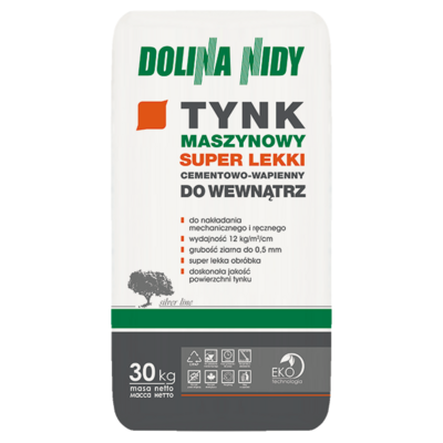 Tynk cementowo-wapienny maszynowy super lekki 30 kg Dolina Nidy