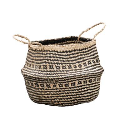 Zestaw koszy Boho 3 szt beżowo-czarne