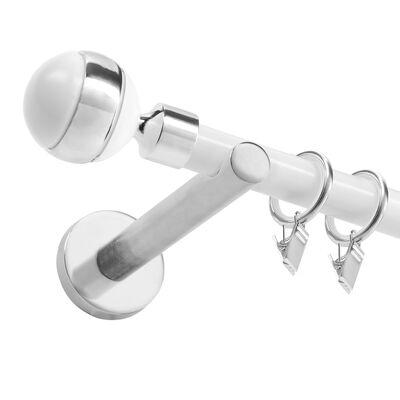 Karnisz pojedynczy Kula 19 mm 200 cm biały-chrom