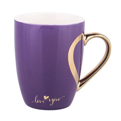 Kubek baryłka Heart reflection ze złotym uchem NBC 300 ml fioletowy