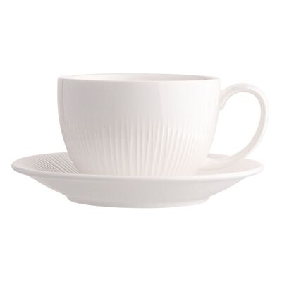 Filiżanka ALESSIA 250 ml ze spodkiem 15 cm NBC w opasce porcelana kremowa