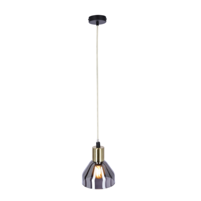 Lampa wisząca GREGORY czarny brąz 1x40W E14 klosz dymiony