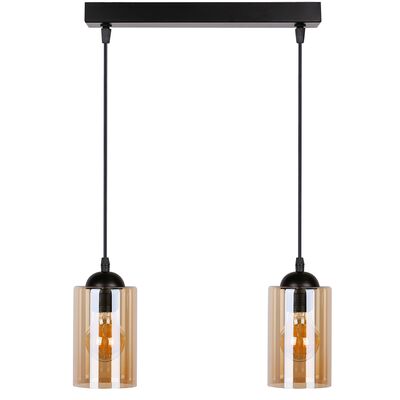 Lampa wisząca BISTRO czarny 2x40W E27 klosz brązowy