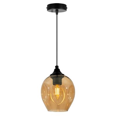 Lampa wisząca ASPA czarny 1x40W E27 klosz brązowy