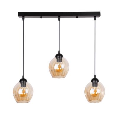 Lampa wisząca ASPA czarny 3x40W E27 klosz brązowy