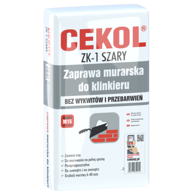 Zaprawa murarska do klinkieru ZK-1 szara 23 kg CEKOL
