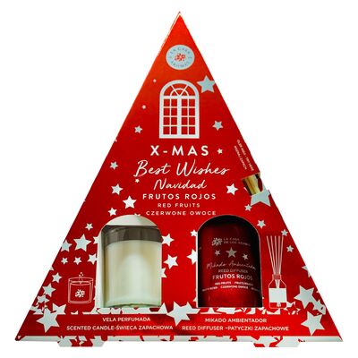 Zestaw X-Mas patyczki zapachowe 100 ml + świeca czerwone owoce LCA