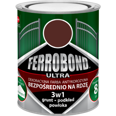 Farba antykorozyjna FERROBOND ULTRA połysk czerwony tlenkowy RAL 8012 0,7 l