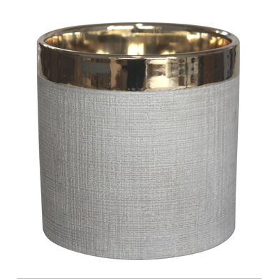 Osłonka ceramiczna STEN 13,5 x 13,5 x 13 cm złoty pasek