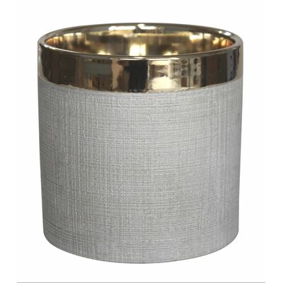 Osłonka ceramiczna STEN 13,5 x 13,5 x 13 cm złoty pasek