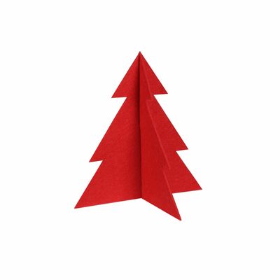 Choinka stojąca dekoracja filc PINE 14 x 15 cm czerwony