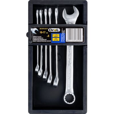 Klucze płasko - oczkowe 10 - 17 mm, zestaw 6 sztuk Drel
