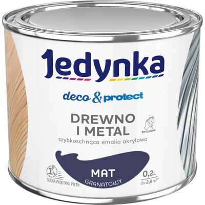 Farba akrylowa Jedynka DecoProtect Drewno i Metal Mat Granatowy 0,2 l