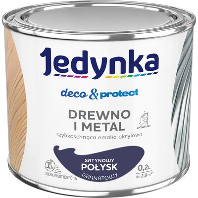 Farba akrylowa Jedynka DecoProtect Drewno i Metal Satynowy Połysk Granatowy 0,2 l