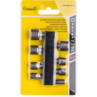Nasadka do wkrętarki 5 x 6 x 7 x 8 x 9 x 10 x 11 x 12 mm, zestaw: 8 sztuk Condor