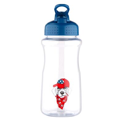 Butelka plastikowa na wodę z granatową nakrętką 500ml dek.labrador Easy morning
