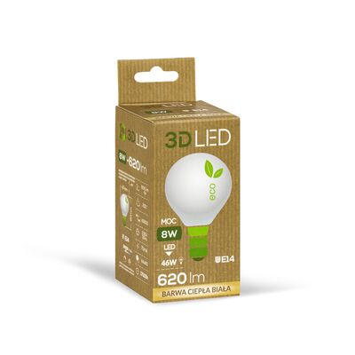 Żarówka ledowa 3LED kulka E-14 8W barwa ciepła