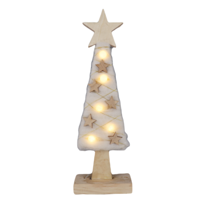 Choinka drewniana LED 38 cm ciepły biały