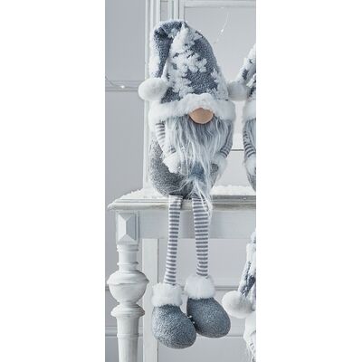Skrzat tekstylny krasnal siedzący 58 cm szary