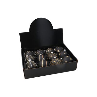 Bombka szklana 8 cm czarno-złota mix