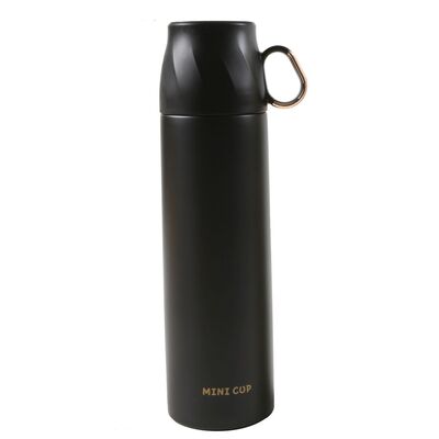 Termos z zakrętką w kształcie filiżanki 500 ml czarny ze złotem