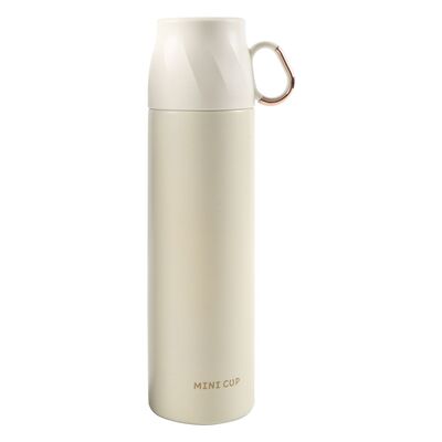 Termos z zakrętką w kształcie filiżanki 500 ml biały ze złotem