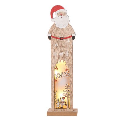 Figurka drewniana LED 9,5 x 5 x 35,5 cm dek. Mikołaj