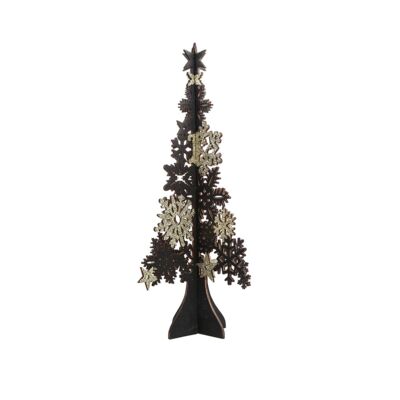 Figurka drewniana choinka 22 cm czarno-złota
