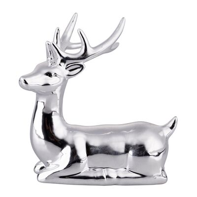 Figurka porcelanowa renifer 13,5 x 7,5 x 14 cm srebrny