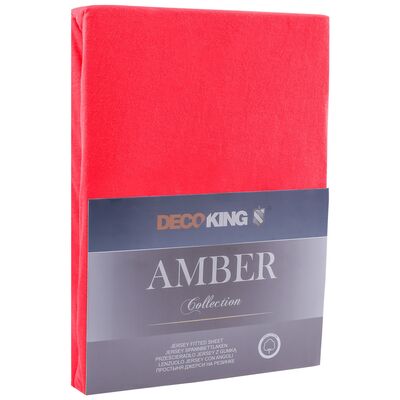 Prześcieradło jersey AMBER 200-220 x 200+30 cm czerwony