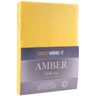 Prześcieradło jersey AMBER 200-220 x 200+30 cm żółty