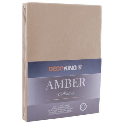 Prześcieradło AMBER 200-220 x 200+30 cm jasnobrązowy