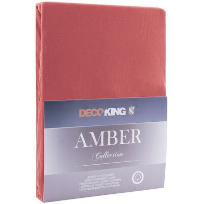 Prześcieradło jersey AMBER 160-180 x 200+30 cm jasnoczerwony