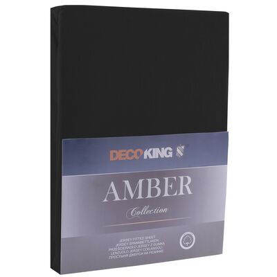 Prześcieradło AMBER 160-180 x 200+30 cm czarny